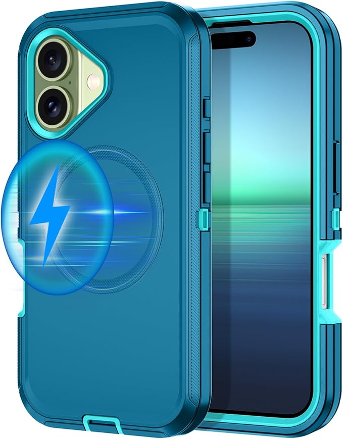 for iPhone 17 Case [Compatible with MagSafe] Shockproof 3-Layer Full Body Protection [Without Screen Protector] Rugged Heavy Duty Cover Case for Apple iPhone 17 6.3" 2025,Turquoise