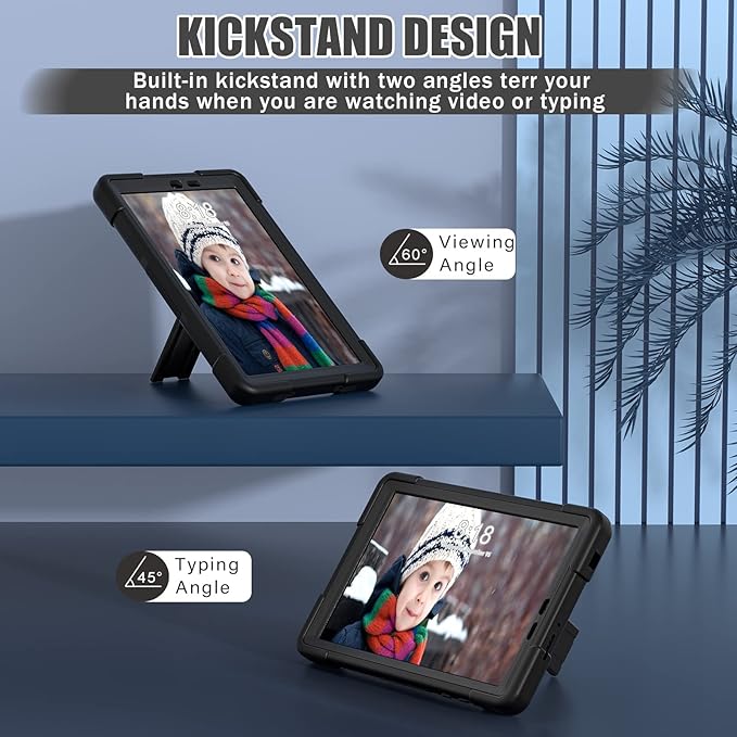 Bingcok for TCL TAB 8 LE Case, TCL TAB 8 Case for Kids, Heavy Duty Rugged Full-Body Hybrid Shockproof Drop Protection Cover for TCL Tab 8 LE (Model:9137W) 2023/TCL Tab 8 WiFi (Model:9132X) (1-Black)