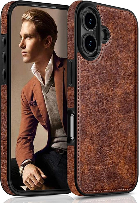 LOHASIC for iPhone 17 Case, Vintage Leather Thin Slim Luxury PU Soft Flexible Bumper Non-Slip Grip Protective Cover Men Women Phone Case for iPhone 17 6.3" 2025 - Retro Brown