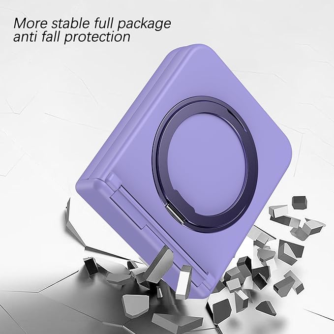 Magnetic Case for Samsung Galaxy Z Flip 5 Compatible with Magsafe, Built-in Kickstand & TPU Hinge Protection Flip 5 Case, Matte PC Cover Ultra Shockproof Phone Case for Z Flip5 (Light Purple)