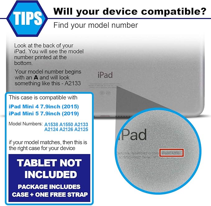 SEYMAC stock Case for iPad mini 5/4 with Screen Protector Pencil Holder [360 Rotating Hand Strap] & Stand, Drop-Proof Case for iPad mini 5th/4th Generation 7.9 inch (SkyBlue+Black)