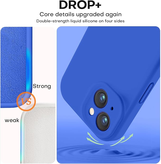 Vooii Compatible with iPhone 13 Case, Liquid Silicone Upgrade [Camera Protection] [Soft Anti-Scratch Microfiber Lining] Shockproof Phone Case for iPhone 13 6.1 inch - Klein Blue