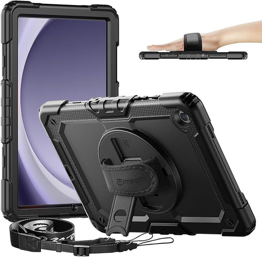 Timecity for Samsung Galaxy Tab A9+/ A9 Plus Case 11 inch, Full-Body Protective with Screen Protector, Rotating Stand/Handle and Shoulder Strap for Galaxy A9+ Tablet Case (SM-X210/X216/X218)- Black