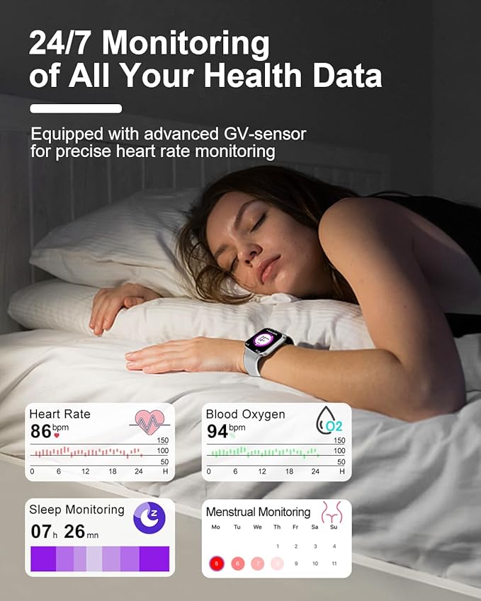 Smart Watches for Men Women(Call Receive/Dial),2.01” Touch Screen Fitness Tracker with Blood Pressure/Heart Rate/Sleep Monitor, 120+Sports Modes, IP68 Waterproof Smartwatch for Android iPhone, Sliver