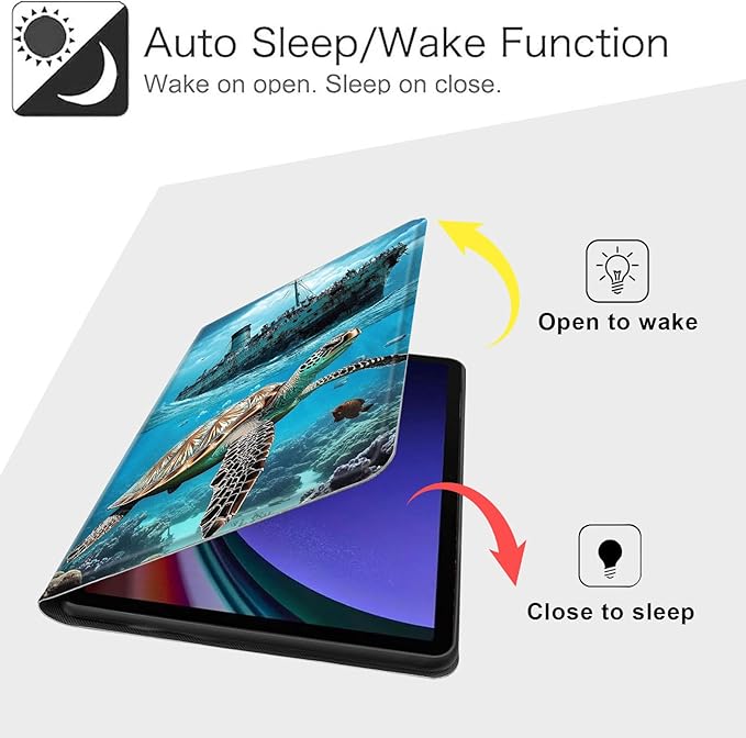 Case for Samsung Galaxy Tab S10 FE/ S9 FE 5G 10.9 Inch/Tab S9 11 Inch, Slim PU Leather Stand Cover with Auto Wake/Sleep, Multi-Angle Viewing & Shockproof, Majestic Sea Turtle