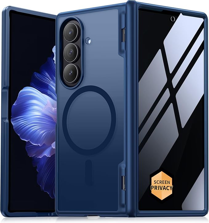 MOBOSI Magnetic for Z Fold 7 Case with Privacy Screen Protector, Compatible with Magsafe, Full-Body Slim Coverage Hinge Protection, Shockproof Phone Cover for Samsung Galaxy Z Fold7, Blue Shadow