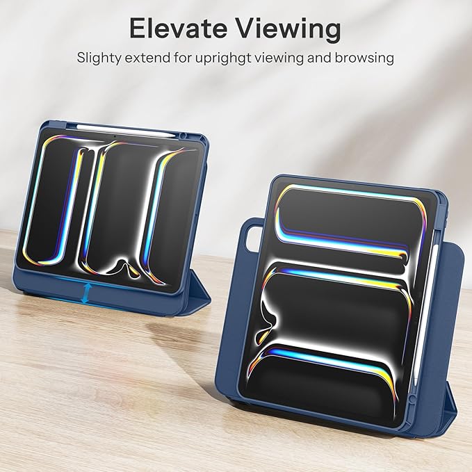 SPARIN Case for iPad Pro 13 inch 2024-M4 with Pencil Holder, Detachable Magnetic Hybrid Protective Case, Portrait/Landscape Stand, Durable Protection, Auto Wake/Sleep -Navy Blue