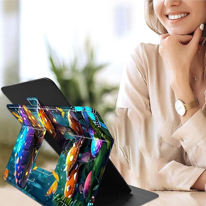 for Lenovo Tab M9 Case,9 inch Tablet Cover, Magnetic Closure Travel Portable Protective Case with 360 Degree Rotating Stand for Lenovo Tab M9 TB-310FU 2023-Glowing Mushroom