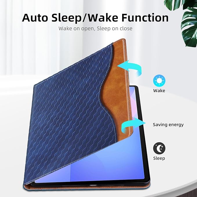 Case for Samsung Galaxy Tab S10 Fe Plus 13.1" 2025, PU Leather Folio Business Protective, Multi-Angle Viewing Stand with Front Pocket, Hand Strap for Galaxy S10 FE+ Blue