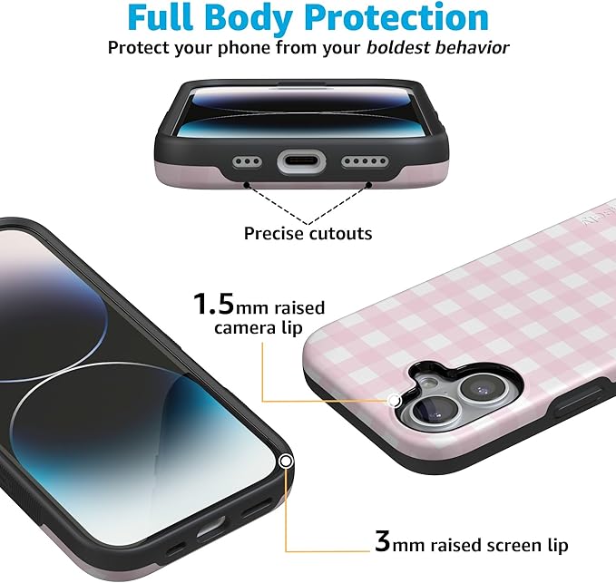 Casely iPhone 17 Case | Pink Plaid | Sunday Best | Compatible with MagSafe | Bold Protective Design