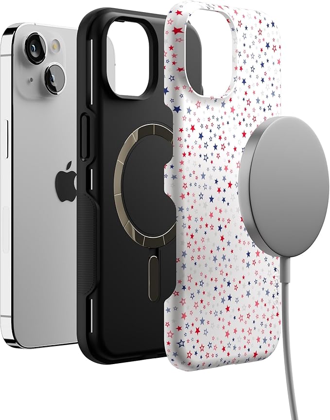 Casely iPhone 14 Case | Seeing Stars | Red, White & Blue | Compatible with MagSafe | Bold Protective Design