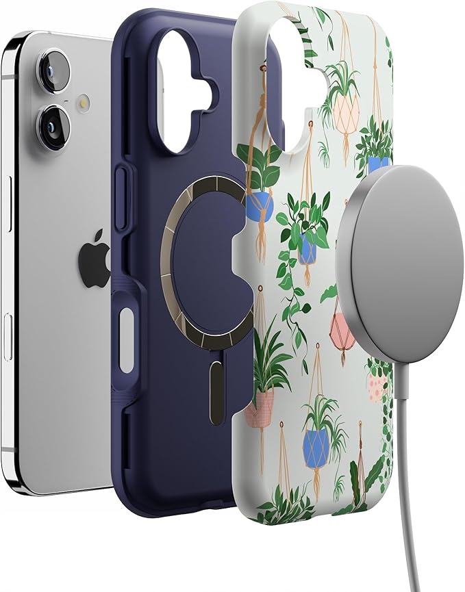 Casely iPhone 17 Case | Hanging Around | Potted Plants Floral | Bold Protective Design | Compatible with MagSafe