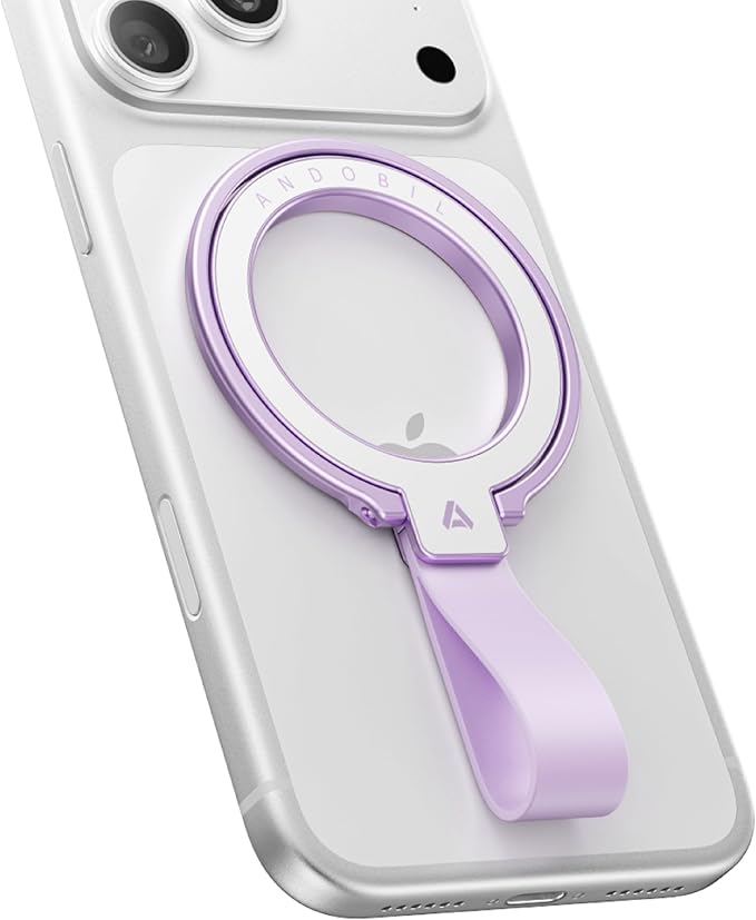 andobil [2025 Unrivaled Stability] Magnetic Phone Grip Holder for MagSafe Ring Stand Holder Kickstand Compatible with MagSafe Accessories for iPhone 17 Air 16 Pro Max Plus 15 14 13 12&Android, Purple
