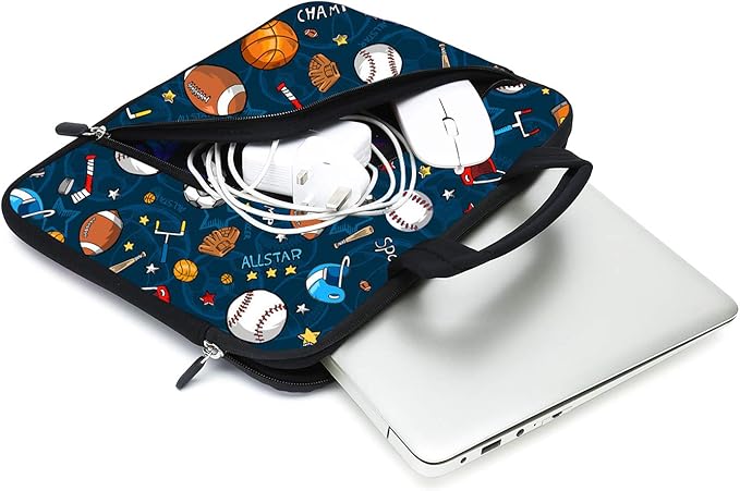11.6-12.2 Inch Laptop Sleeve Case With Two Pockets - Chromebook, Ultrabook, Notebook, Tablet Neoprene Handle Case for Apple MacBook Air, Samsung, Acer, HP, DELL (Ball)