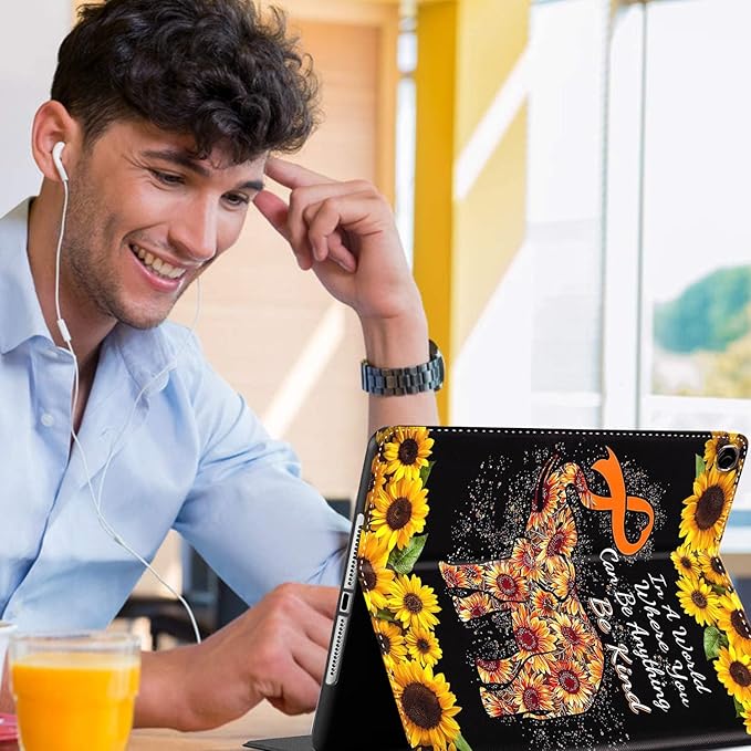 Case for Samsung Galaxy Tab A9 Plus 11 inch Case 2023，Slim Fit Foldable Standing Cover Case with Auto Sleep/Wake，Elephant Sunflower Inspirational Quote