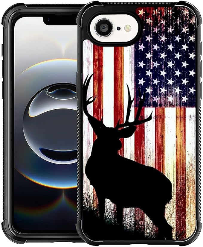 Compatible with iPhone 16e Case,Deer Flag Phone Cover for Men/Women,Soft TPU Anti-Skid Thread and Four Corner Anti-Collision Protection Case Compatible with iPhone 16e 6.1inch