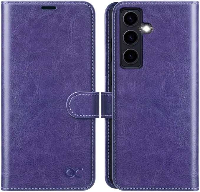 OCASE Compatible with Galaxy S24 5G Wallet Case, PU Leather Flip Folio Case with Card Holders RFID Blocking Kickstand [Shockproof TPU Inner Shell] Phone Cover (2024), Pulple