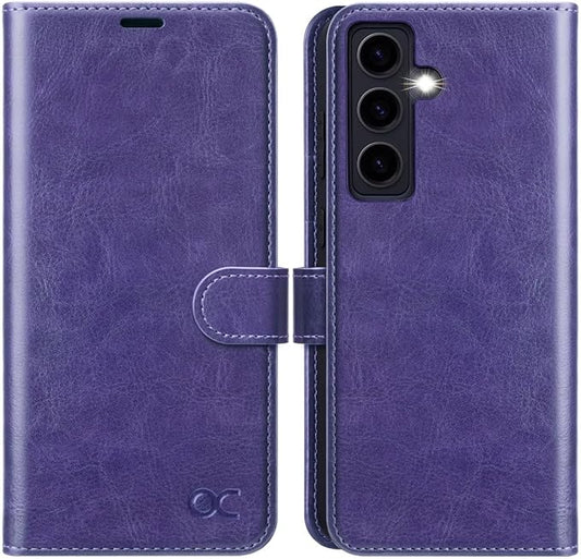 OCASE Compatible with Galaxy S24 5G Wallet Case, PU Leather Flip Folio Case with Card Holders RFID Blocking Kickstand [Shockproof TPU Inner Shell] Phone Cover (2024), Pulple