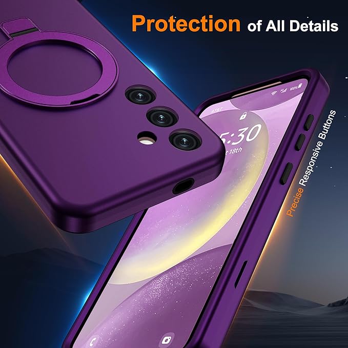 Designed for Samsung Galaxy S24 Case with Magnetic Ring Stand [Compatible with Mag-Safe][Military Grade Drop Protection][Build in Kickstand] Shockproof Galaxy S24 Phone Case 6.2",Purple