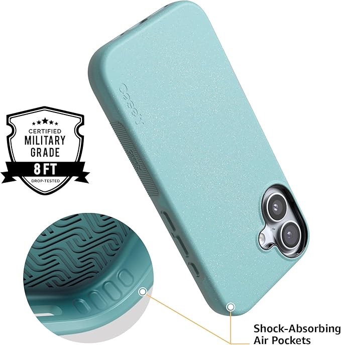 Casely iPhone 17 Case | Aquamarine | Ocean Blue Shimmer | Compatible with MagSafe | Bold Protective Design