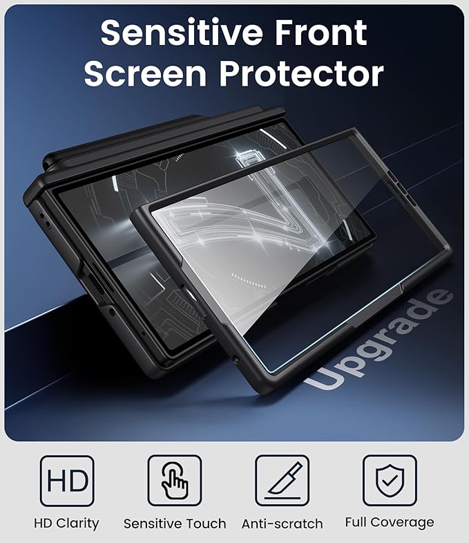 for Samsung Galaxy Z Fold 7 Case with S Pen Holder, Front Screen Protector, Slim with Stand, Hinge Protection, Rugged Hard Full Cover, Daily Drop Protective Phone Case for Samsung Z Fold7, Black