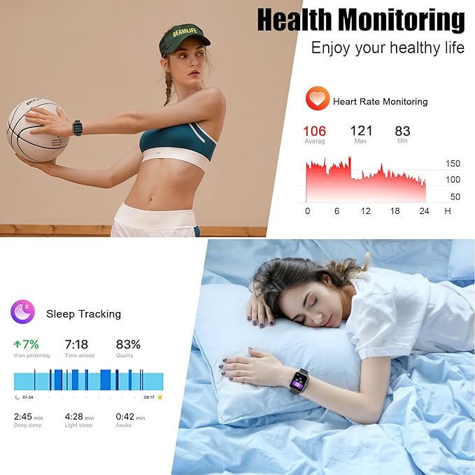 Smart Watch for Men Women, 2025 Release (Answer/Make Call) 1.96" HD Fitness Tracker Running Watch,IP68 Waterproof, Pedometer,Step/Sleep/Heart Rate Monitor,110+ Sport Mode Smartwatch for Android Phone