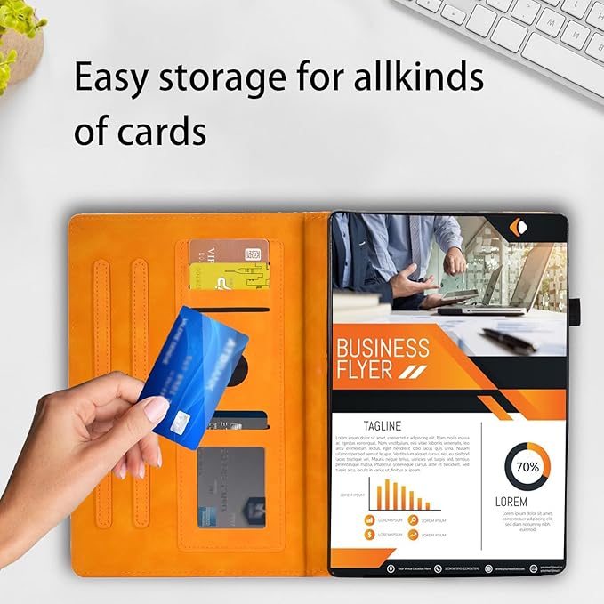 Samsung Galaxy Tab A7 Lite 8.7 inch 2021 Case (Model SM-T220/T225/T227) PU Leather Folio Magnetic Cover Flip Stand Shell with Card Holder Galaxy Tab A7 Lite Case,Orange