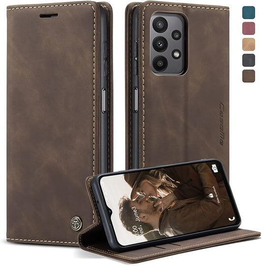 for Samsung Galaxy A23 5G/4G Case, Flip Wallet Leather Case with Card Holder Magnetic Closure Shockproof Kickstand Protective Phone Cases Cover for Samsung A23,Coffee