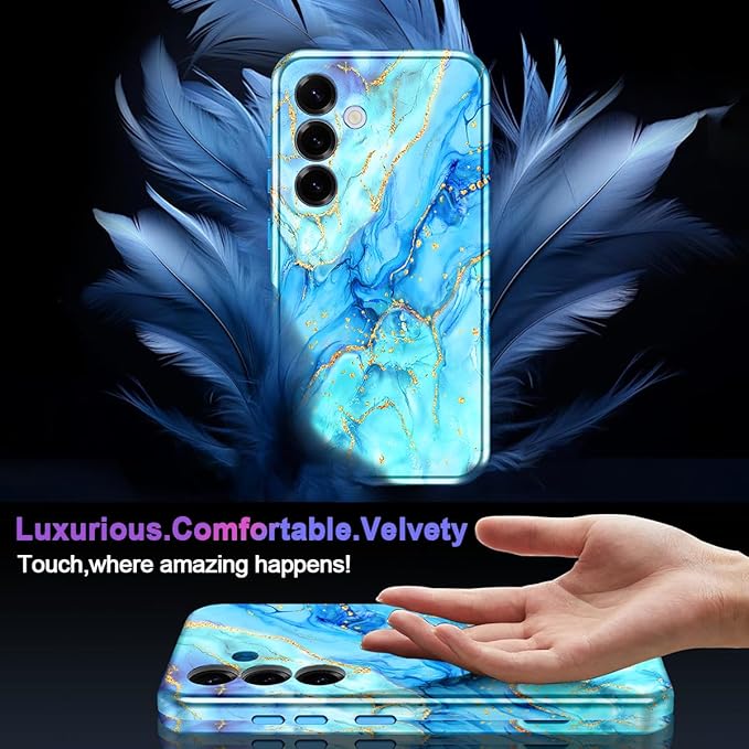 Casetego for Galaxy S25 Plus Case,Compatible with MagSafe,[Military Grade Drop Test] Full Body Protection Slim Shockproof Rugged Marble Women Case for Samsung Galaxy S25 Plus 6.7 inch,Light Blue