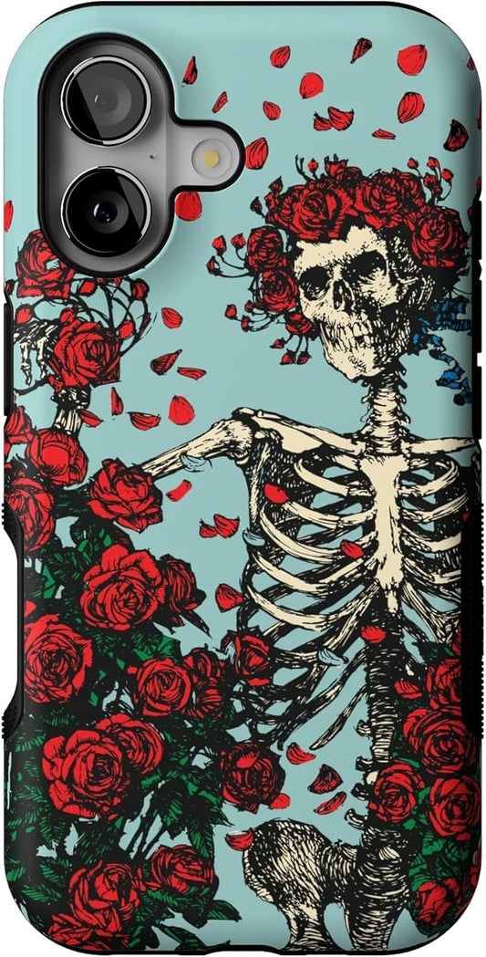 Casely iPhone 17 Case | Forever Grateful | Grateful Dead Skeleton Floral | Bold Protective Design | Compatible with MagSafe