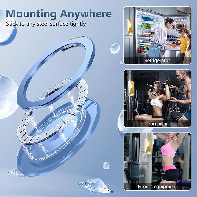 for Samsung Galaxy S23 Plus Case Magnetic Compatible with MagSafe with 1 Screen Protector,for S23+Plus Phone Case with Kickstand Ring Military Grade Drop Heavy Duty Protection Shockproof Blue