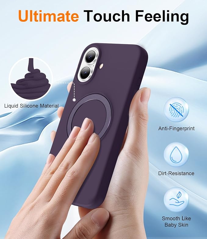 ZHK Liquid Silicone Designed for iPhone 17 Case with Magnet Stand, [Precise Camera Lens Protection][Mil-Grade Drop Shockproof][Soft Anti-Scratch Microfiber Lining] Slim Fit Cover, Purple