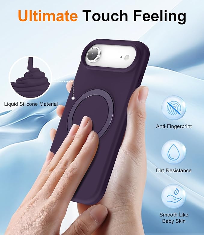 ZHK Liquid Silicone Designed for iPhone Air Case with Magnet Stand, [Precise Camera Lens Protection][Mil-Grade Drop Shockproof][Soft Anti-Scratch Microfiber Lining] Slim Fit Cover, Purple