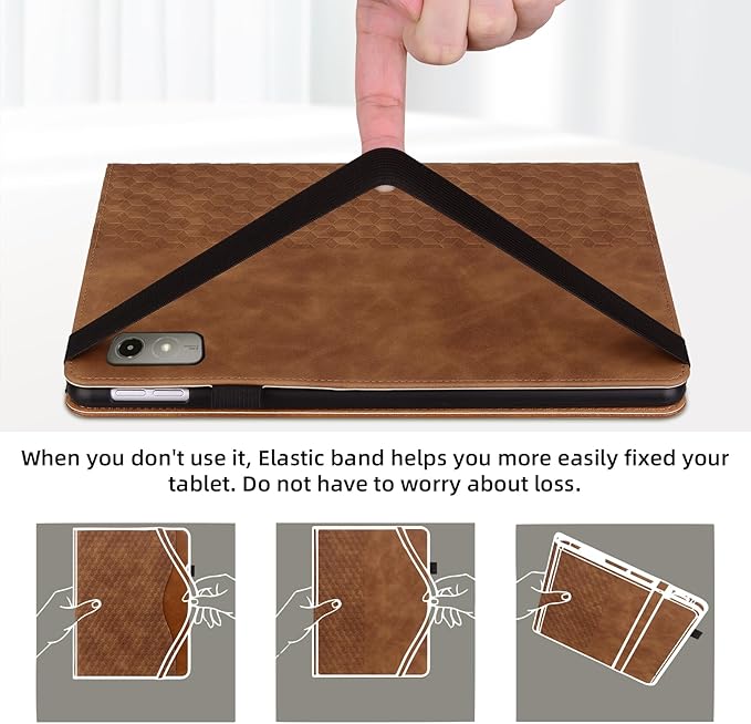 Case for Lenovo Tab P12 12.7 inch (TB370FU),Retro Folio Shell for Lenovo Xiaoxin Pad Pro 12.7 inch Multi-Angle Stand Cover PU Leather with Card Pocket,Brown