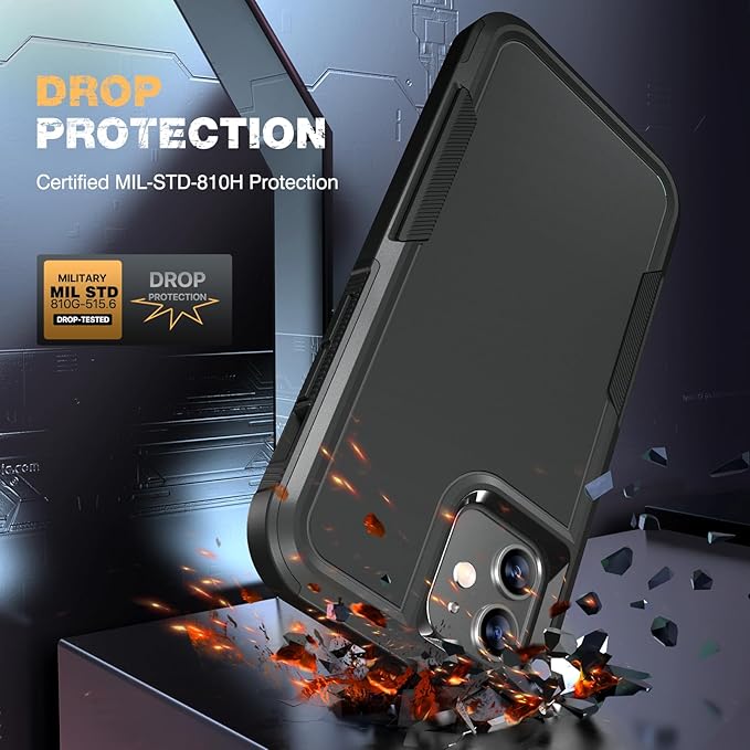Diaclara Designed for iPhone 12 Case/iPhone 12 Pro Case, [with Privacy Screen Protector] [Anti Spy] [Military Grade Drop Protection] Heavy Duty Full-Body Shockproof Phone Case, Black