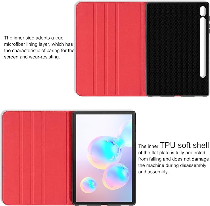 for Samsung Galaxy Tab S6 10.5 inch Case 2019 Model(SM-T860/T865/T867) Genuine Leather Cover Protective Shell,Auto Wake/Sleep.Red