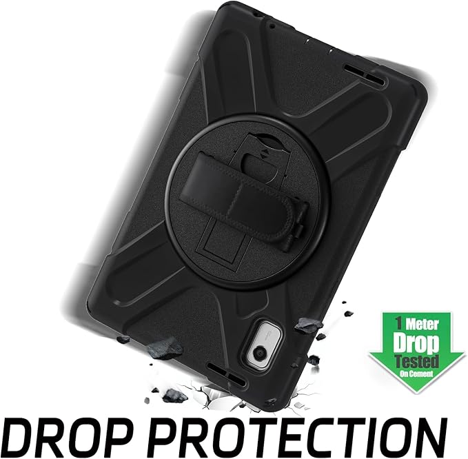 ZenRich Carrying Case for Lenovo Tab M9 2023 9.0''(TB-310FU/ TB-310FX), Heavy Duty Rugged Full-Body Protective Case with 360 Rotating Stand/Hand Strap/Shoulder Belt for Lenovo Tab M9 9 inch,Black