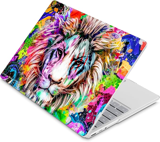 Tuiklol Case for 12.4 Inch Microsoft Surface Laptop Go 3/2 / 1 2023-2020 Releases, Plastic Hard Shell Case with Screen Protector and Keyborad Cover +Dust Plugs Model 2013/1943,Lion
