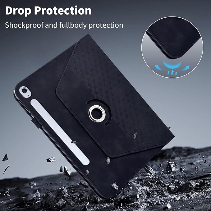 Case for Samsung Galaxy Tab S10 FE Plus 13.1 Inch 2025 (SM-X620/X626),360 Degree Rotating PU Leather Folio Protective Cover with Auto Sleep/Wake,Card Holder&Shoulder Strap for Woman Man,Black