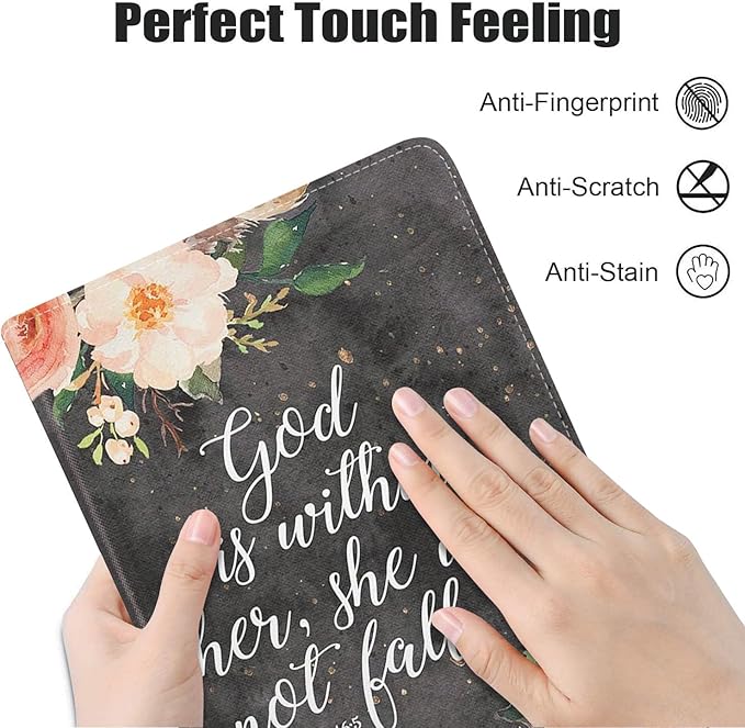 Case for Samsung Galaxy Tab A7 10.4 inch 2022/2020 (SM-T500/T503/T505/T507/T509), Premium PU Leather Stand Folio Cover with Auto Sleep/Wake, Floral Quote Bible Verse Psalm 46:5