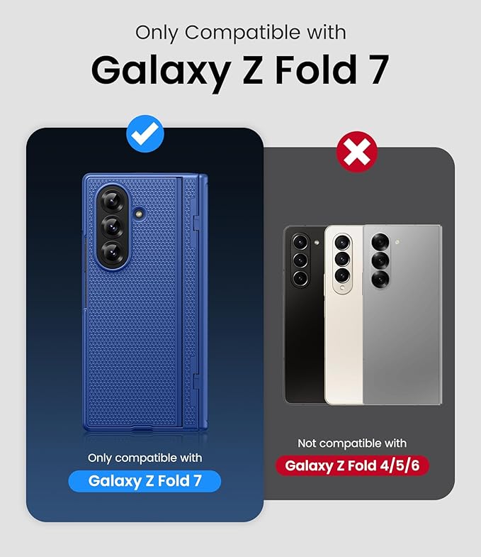 for Samsung Galaxy Z Fold 7 Case with Stand, Front Screen Protector, Hinge Protection, Slim & Rugged, Full Body Hard Cover, Daily Drop Protective Case for Samsung Z Fold 7 5g 2025, Royal Blue
