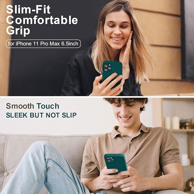 Vooii Compatible with iPhone 11 Pro Max Case, Upgraded Liquid Silicone with [Flat Edges] [Camera Protection] [Soft Anti-Scratch Microfiber Lining] Phone Case for iPhone 11 Pro Max - Teal