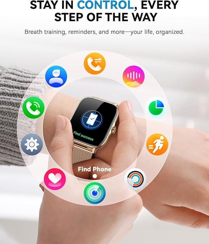 Smart Watches for Women Men,Fitness Watch (Answer/Make Calls),Fitness Tracker with 120+ Sport Modes/Step Counter/Sleep Monitor/Pedometer,IP68 Waterproof, Smartwatch for Android/iPhone, Gold