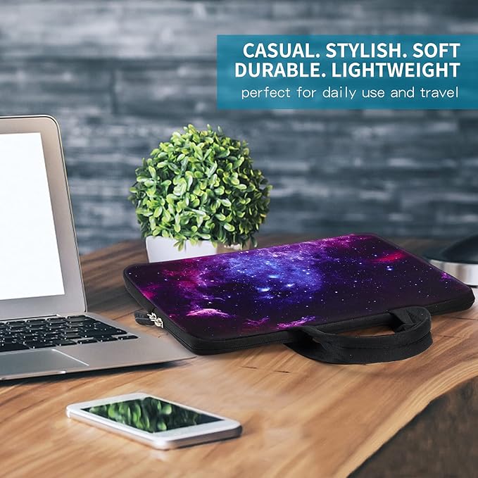 iColor 14 15 15.4 15.6 inch Laptop Bag Sleeve Handle Chromebook Case Protect Pouch Holder Notebook Sleeve Neoprene Chromebook Cover Soft Carrying Travel Case Galaxy ICB-15