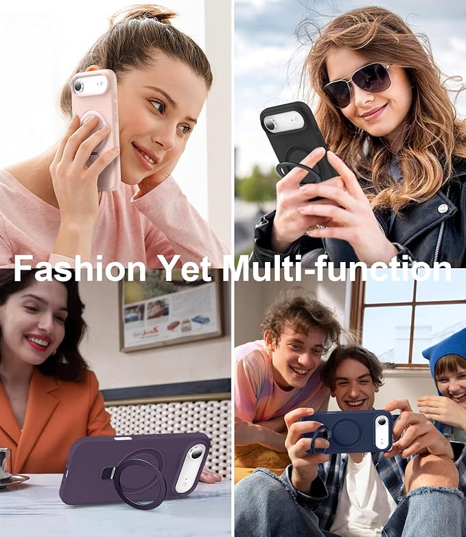 ZHK Liquid Silicone Designed for iPhone Air Case with Magnet Stand, [Precise Camera Lens Protection][Mil-Grade Drop Shockproof][Soft Anti-Scratch Microfiber Lining] Slim Fit Cover, Purple