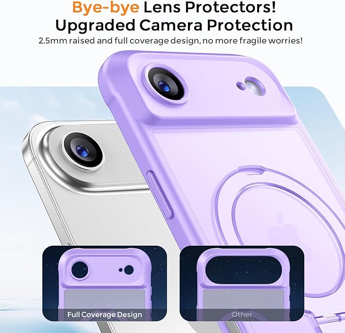 MOCCA Compatible with iPhone Air Case with Magnetic Invisible Stand [Full Camera Protection] [Compatible with Magsafe] Military Drop Shockproof Translucent Matte Phone Case Cover 6.5",Light Purple