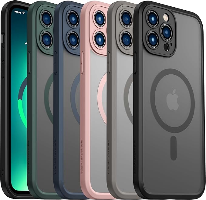 ImpactStrong Magnetic Guard Designed for iPhone 13 Pro Max Case [Camera Protection] [Military Grade Drop Tested] [Compatible with MagSafe] Slim Translucent Matte Phone Case (6.7") - Gray