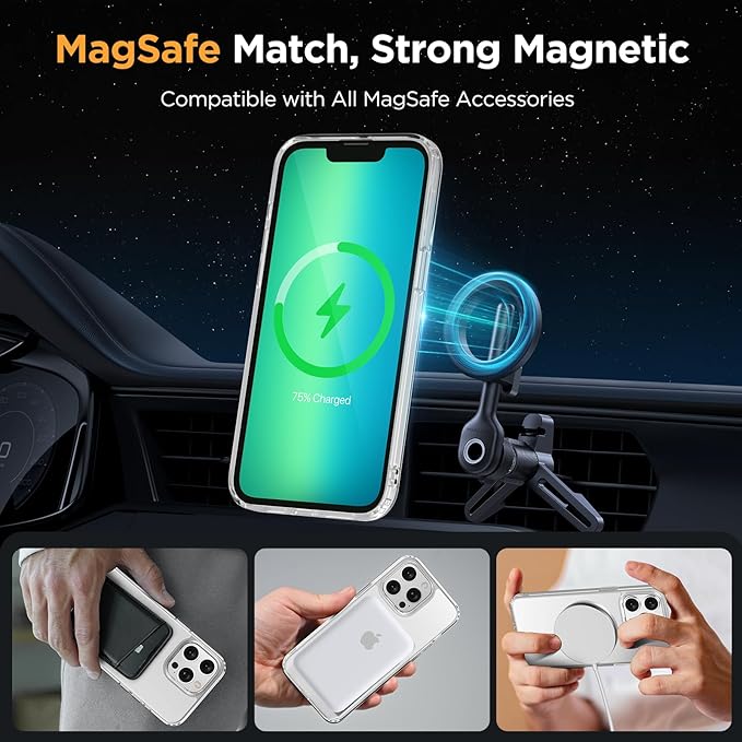 Miracase Magnetic for iPhone 13 Pro Case 6.1 inch (Compatible with MagSafe)（with 2X Screen Protectors） Military-Grade Protection, Anti-Fingerprint Translucent Matte Phone Case Cover, Clear