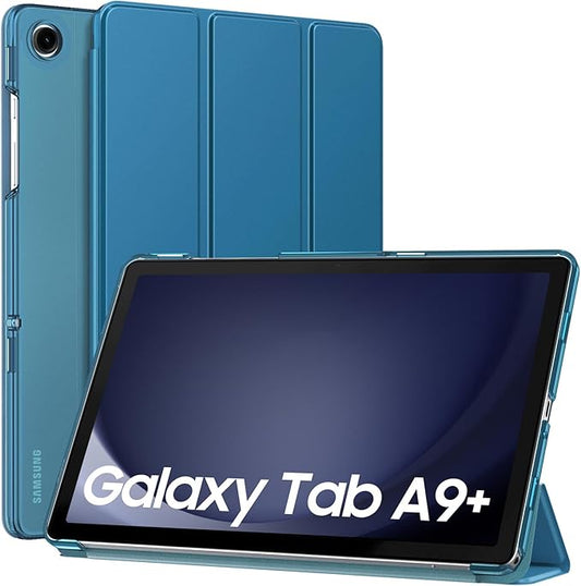 MoKo Case for Galaxy Tab A9+/A9 Plus 11 inch 2023, Slim Stand Protective Smart Cover with Hard PC Translucent Back Shell for Tab A9 Plus Tablet (SM-X210/X216/X218), Auto Wake/Sleep, Peacock Blue