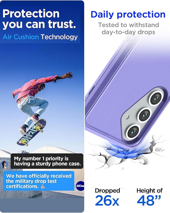 AICase for Samsung Galaxy S25 Plus Case,3-Layer Heavy Duty Pocket-Friendly Rugged Durable Military Grade Protection Shockproof/Drop Proof/Dust Proof Protective Cover for Galaxy S25 Plus 2025_4